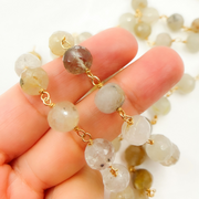 Golden Rutile Beads Gold Plated Wire Chain.